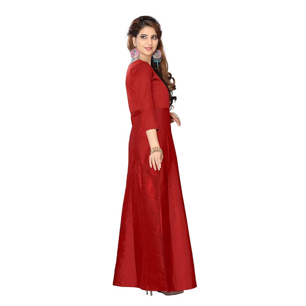 siddhi enterprise women's silk lahenga choli(gown_red_free size)