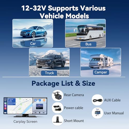 11.5" Car Tablet Pro Max 2026: Wireless Carplay Screen for Car with 4K Front and 1080P Rear Camera, Android Auto Car Play Screen IPS Touchscreen/Mirror Link/Loop Recording/Navigation / 64G SD