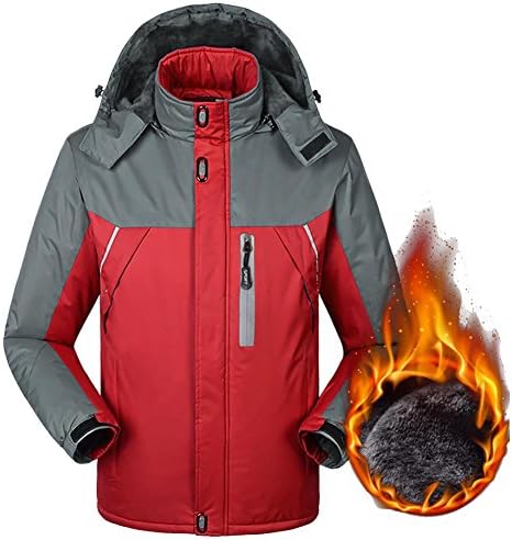 M&amp;C Men 's Jackets plus velvet thickening large size Outdoor wind and cold water-resistant cotton coat , red , xxxxl