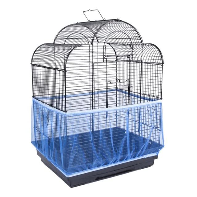 GOTOTOP Bird Cage Cover, 4 Colors Large Breathable Soft Stretchy Seed Catcher Birdcage Nylon Mesh Net Cover(Blue)