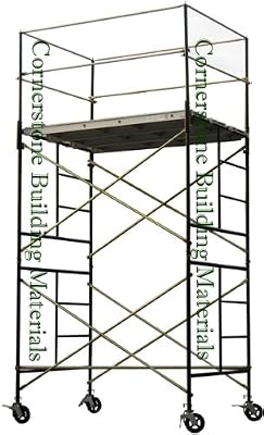CBM Scaffold 2-Section Standing 11' High Scaffolding Rolling Tower System with guard Rail