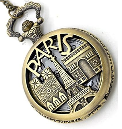 Lmp3Creation Bronze Classic Vintage Retro Antique Skeleton Hollow Paris Chain Pocket Watch For Unisex (Pow-0053)