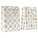 Haute Soiree 12 Pack Christmas Themed Gift Bags With Tissue Paper and Note Tags - Medium White and Gold