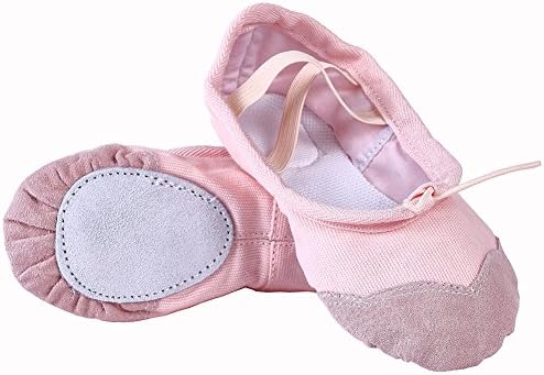 YYXR Little Kid Girls Kids Classic Pink Canvas split-sole Ballet Slippers Dance Gymnastics Yoga Shoes Flats US Size 2.5M