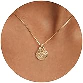 BSGRL Gold Necklace for Women- 14K Gold Plated Dainty Cross Flower Bow Italian Horn Animal Boot Sea Beach Necklace for Women