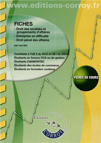 Fiches, droit des sociétés et groupements d'affaires, entreprise en difficulté, droit pénal des affaires