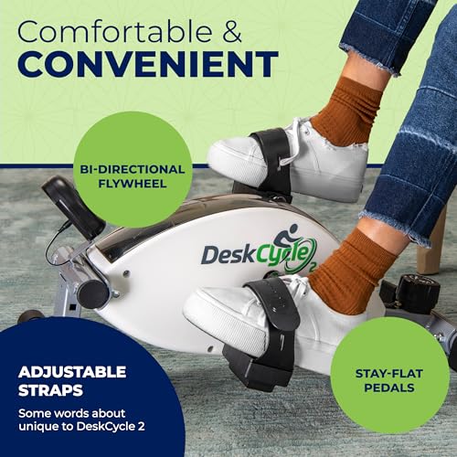 DeskCycle Under Desk Bike Pedal Exerciser - Stationary Bikes for Home & Office - Standard and Adjustable Height Versions
