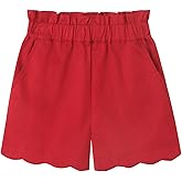 Noomelfish Girls Scalloped Stretch Twill Pull On Shorts with Pockets (5-12 Years)