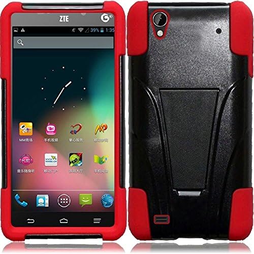 ZTE Quartz Z797c (Straight Talk, Tracfone , Net 10) Case, C-cover ZTE Quartz Z797c Premium Durable Rugged Shell Hybrid Protective Phone Case Cover with Built in Kickstand (RED)