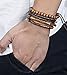 ORAZIO 12Pcs Wooden Beaded Bracelet Leather Braided Bangle for Men and Women Elastic 5-8MM Beads (12Pcs)