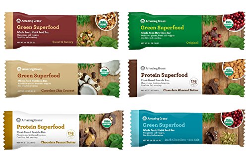 Amazing Grass Whole Food Nutrition Bar, Ultimate Variety, Box of 12 bars
