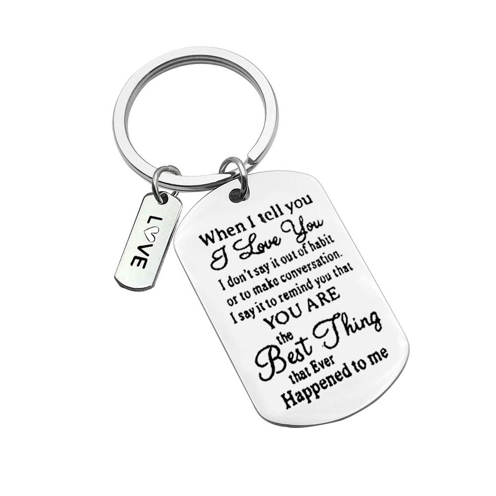 Valentine Day Gifts Keychain for Women and Men When I Tell You I Love You Key Chain Anniversary Wedding Gifts Keyring for Husband Wife Boyfriend Girlfriend Him Her Couple Keyring Birthday Gift