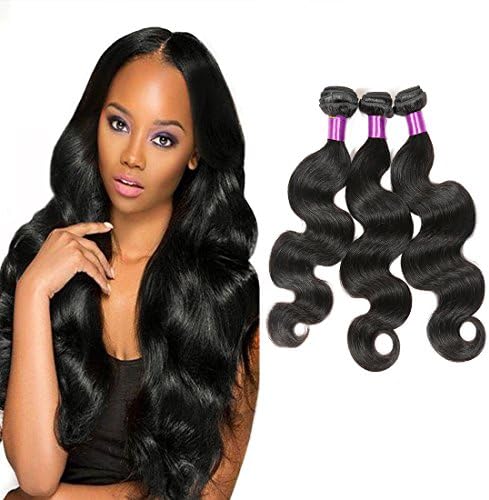 3 Bumdles Malaysian Body Wave Virgin Hair Unprocessed Malaysian 100 g/pcs Human Hair Body Wave Extension Natural Black Color (18 20 22, Natural Black)