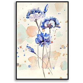 Framed Canvas Home Artwork Decoration Watercolor Painting Canvas Wall Art for Living Room, Bedroom - 16x24 inches