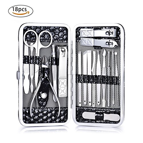 Nail Clippers Set Manicure Pedicure Kit Stainless Steel Nail Clipper, 18pcs Professional Nail Scissors Pedicure Grooming