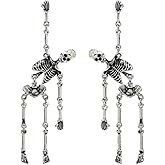 Halloween Skeleton Skull Earrings for Women, Punk Gothic Dangle Earrings, Perfect for Halloween Party and Cosplay Jewelry, Trendy Gothic Accessories