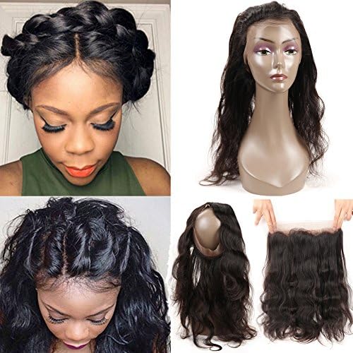 Pre Plucked 360 Lace Frontal Malaysian Body Wave Hair Free Part 360 Lace Frontal Closure Malaysian Virgin Hair Unprocessed 360 Frontal(8inch (360 forntal), Natural Color)