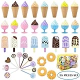TEPSMIGO 38 PCS Pretend Plastic Ice Cream Toy, Colored Play Food Set Educational Gifts for Toddler Children Age 3+ Boys Girls