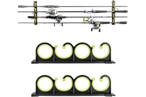 Fishing Rod Holders for Garage Wall Mounted Rod Rack 2 Pairs Horizontal Fishing Pole Holder for 8 Rods and Reels Ceiling Moun