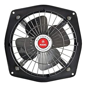 MARC Air Changer Double Ball Bearing Exhaust Fan, Black, 9 inch