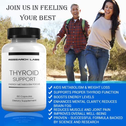 Research Labs Thyroid Support + Iodine Supplement Energy, Metabolism