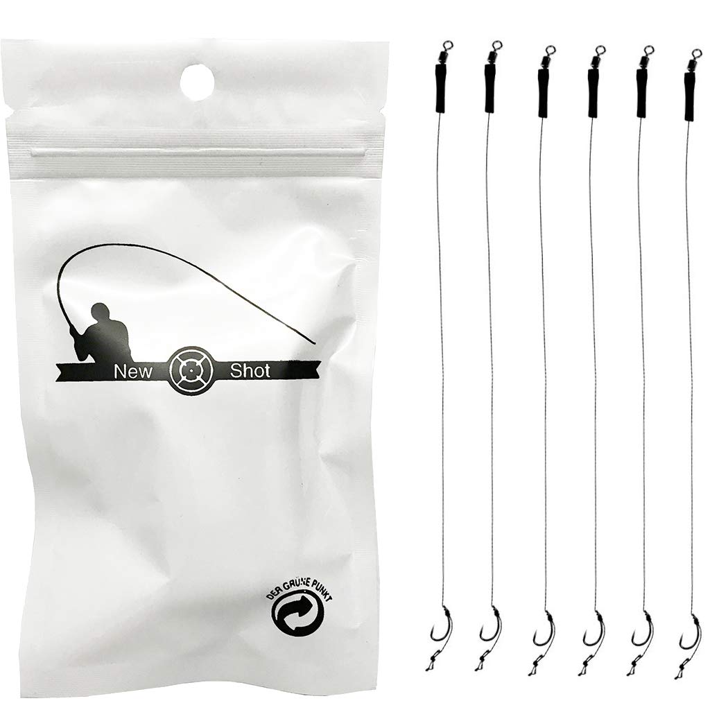 NEWSHOT Barbless Hair Rig Fishing Hooks - 6-Pack, Curved Hook Sizes 6, 8, 10 for Carp/Coarse Fishing with 12lb Braid