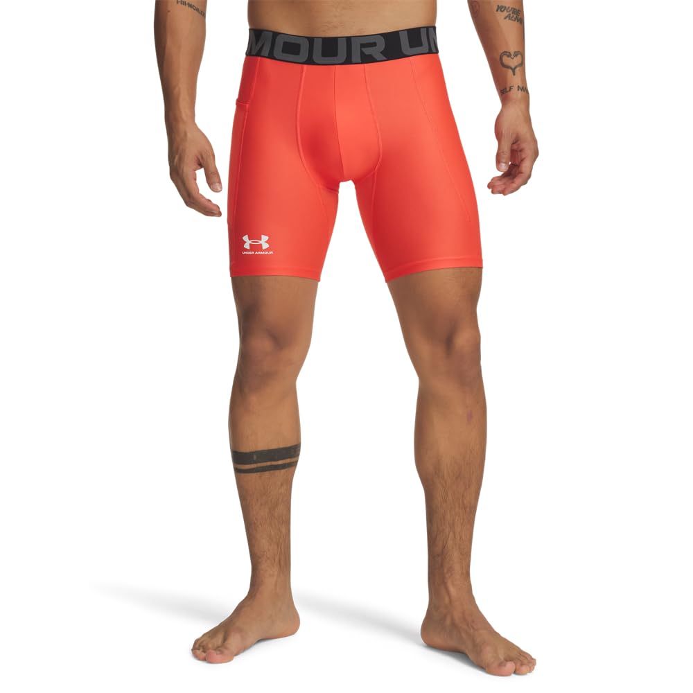 Under Armour Men's Armour HeatGear Compression Shorts, (690) Venom Red / / White, X-Large Tall Image
