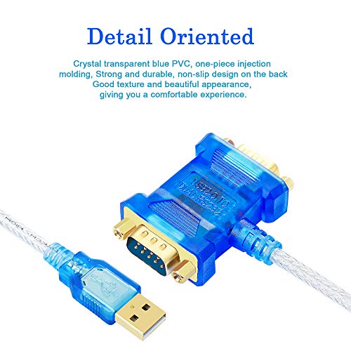 USB to RS232 Dual Male DB9 Serial Port Converter Adapter Cable with Two FTDI Chipset, LED Indicators. Supports Windows 10, 8, 7, XP, Vista, Linux, Mac, SCM(Singlechip), Arduino, RRI and Android, etc.