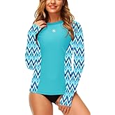 AOBUTE Women Long Sleeve Rash Guard UPF 50+ Swim Shirts with Thumb Hole