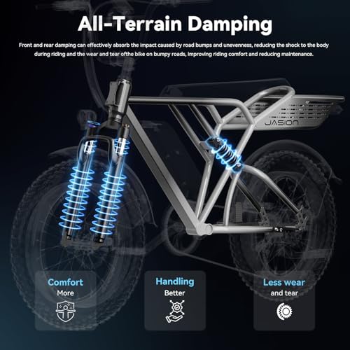 Jasion RetroVolt&Pro Electric Bike for Adults, 2000/3000W Peak - 30/38MPH Electric Mountain Bike, 48/52V, 13/20AH Removable Battery, 70/90Miles Electric Dirt Bike, 20'' X 4'' Fat Tire All-Terrain