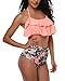 W YOU DI AN Women's Falbala High Waist Bikini Swimsuit Bathing Suit(Orange, L)