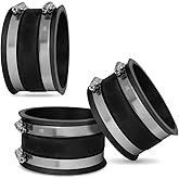 POWERTEC 70149-P3 4 Inch Dust Control Flex Cuff with Steel Hose Clamps, Hose Connector Rubber Cuff Coupler for Woodworking Du