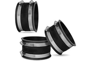 POWERTEC 70149-P3 4 Inch Dust Control Flex Cuff with Steel Hose Clamps, Hose Connector Rubber Cuff Coupler for Woodworking Dust Collection Fittings, Dust Collector Accessories & Machinery, 3 pack