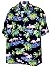 Pacific Legend Men's Flamingos Hawaiian Shirt Black-M