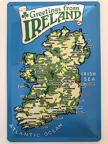 Metal Sign 20 x 30 cm Greetings from Ireland Ireland Tin Sign