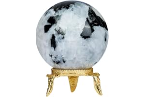 SUBSH Rainbow Moonstone Crystal Ball - Sculpture, Home Decor, Meditation, Spiritual - Tabletop, Polished, All Seasons
