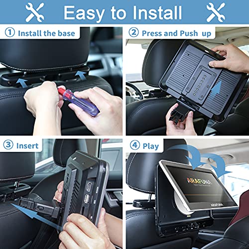10.1" Car DVD Player with Headrest Mount, ARAFUNA Headrest DVD Player