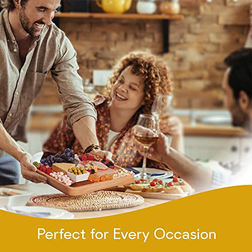 Bamboo Cheese Board Set Includes 4 Cheese Knives & 10 Cheese Forks