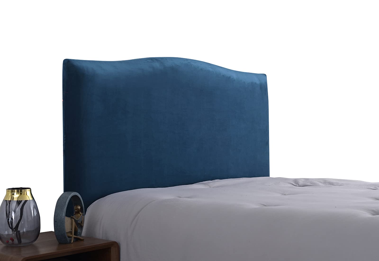 Bed Headboard Cover Stretch velvet Headboard Slipcover Protector Dustproof headboard decor for single double king beds Peacock blue
