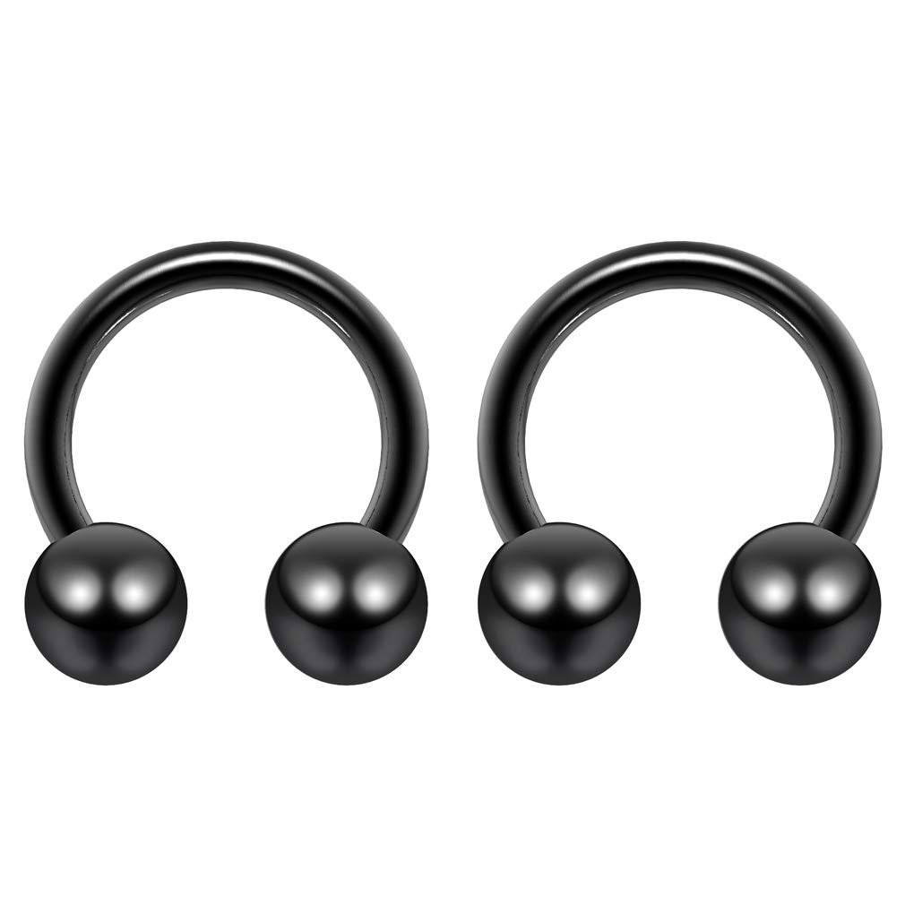 Bling Piercing 2pc 1.2mm 16g Surgical Stainless Steel Horseshoe Bar Hoop 4mm Ball Circular Barbells Earrings Cartilage Helix Septum Nose Lip Rings - 6mm