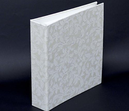 Photo Album White Wedding or Baby Handmade Paper Eco friendly, 9.9" x 9.25" inches. Fits 200 Photos 4"x6", 50 sheets texturized, memo area D-ring GLITER PHOTO