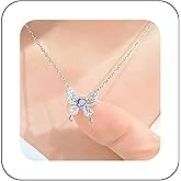 Erimberate Bohemian Crystal Butterfly Choker Necklace Silver Hollow Butterfly Pendant Necklace Purple Cz Heart Collar Necklace Rhinestone Paved Butterfly Chain Necklace Jewelry for Women Gifts