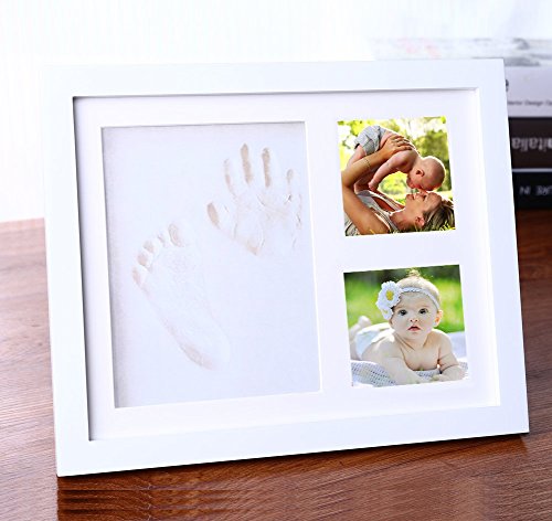 Baby Hand & Foot 3D Model DIY Casting Picture Frame Kit, 100% Safe Non-Toxic, Air-Dry Clay! Premium Wood Frame with Glass Cover - Unique Shower Gift for Newborn Registry & Memorable Keepsakes