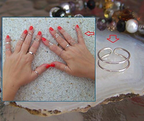 Double Adjustable Midi ring, Sterling Silver Midi ring, Boho style ring, Street style ring, Modern Plain Skinny ring. Any size available.