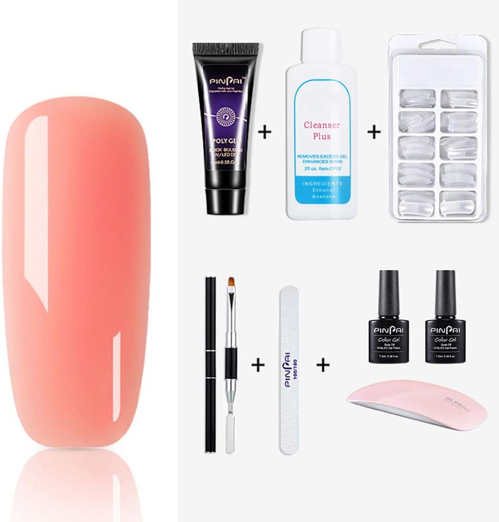 Poly Gel Nail Kit Quick Nail Extension UV Builder Set with Extension Nail Builder Manicure Tool Kit for Starter and Professional, Acrylic Tips Manicure Salon Tool Set (G)