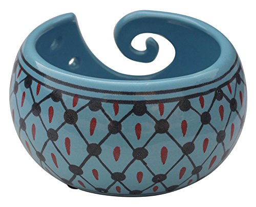 SALE 2018 - AB Handicrafts - Ceramic Blue Black Hand Painted Yarn Bowl for Yarn Storage / Crocheting & Stitching Accessories / Best Gifts for Men,Women and Seniors - Thumbnail 4