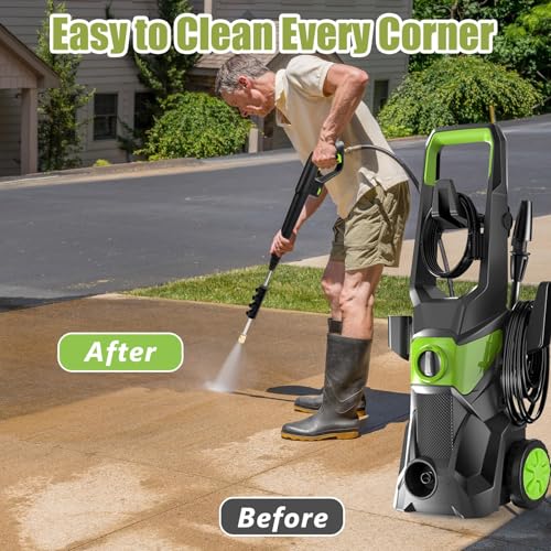 Electric Pressure Washer, 4000psi 10l Min Gpm High Pressure Washer with 32.8 Ft Hose, Ipx5 Waterproof with 4 Nozzle for Cars, Patios, Floor Cleaning