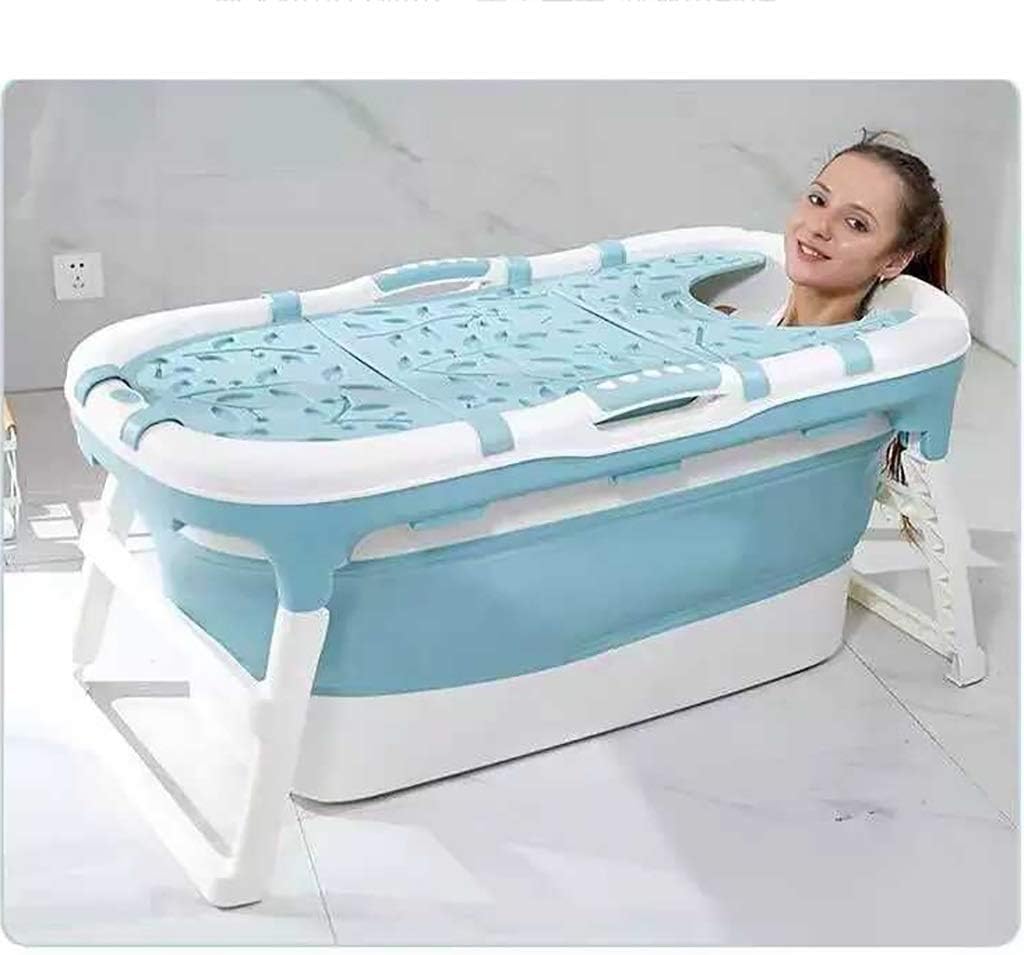 Blue Foldable Large Bathtub With Detachable Cover, Portable Baby Bath, Thick Plastic Tub For Toddlers, Large Child Pool