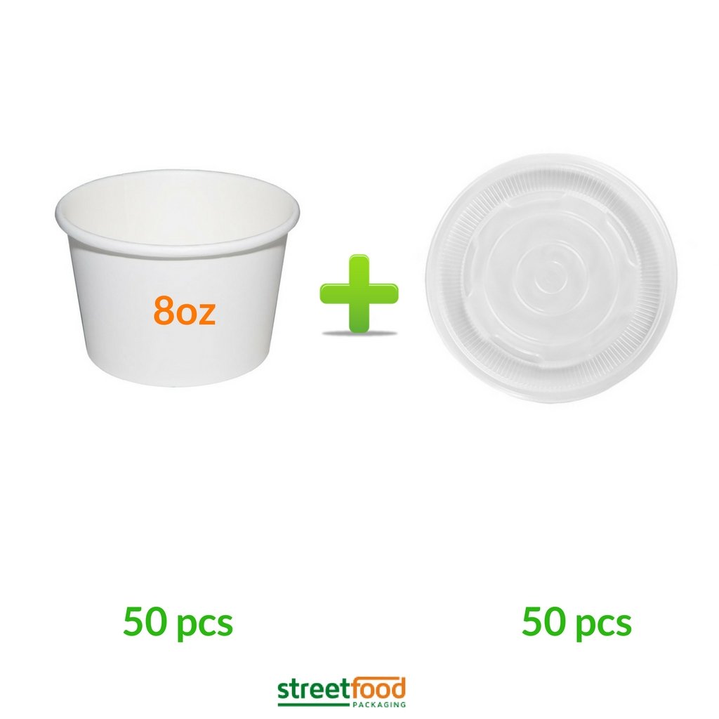 Recipiente para sopa de papel blanco con tapas de ventilación de ...