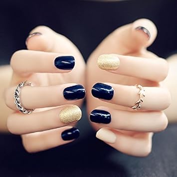 Mimei Faux Ongles Blanc Bleu Or Colores Nail Art Simple Punk Style Personnalise Pour Femme Ou Fille Idee Cadeau De Saint Valentin Anniversaire Amazon Fr Beaute Et Parfum